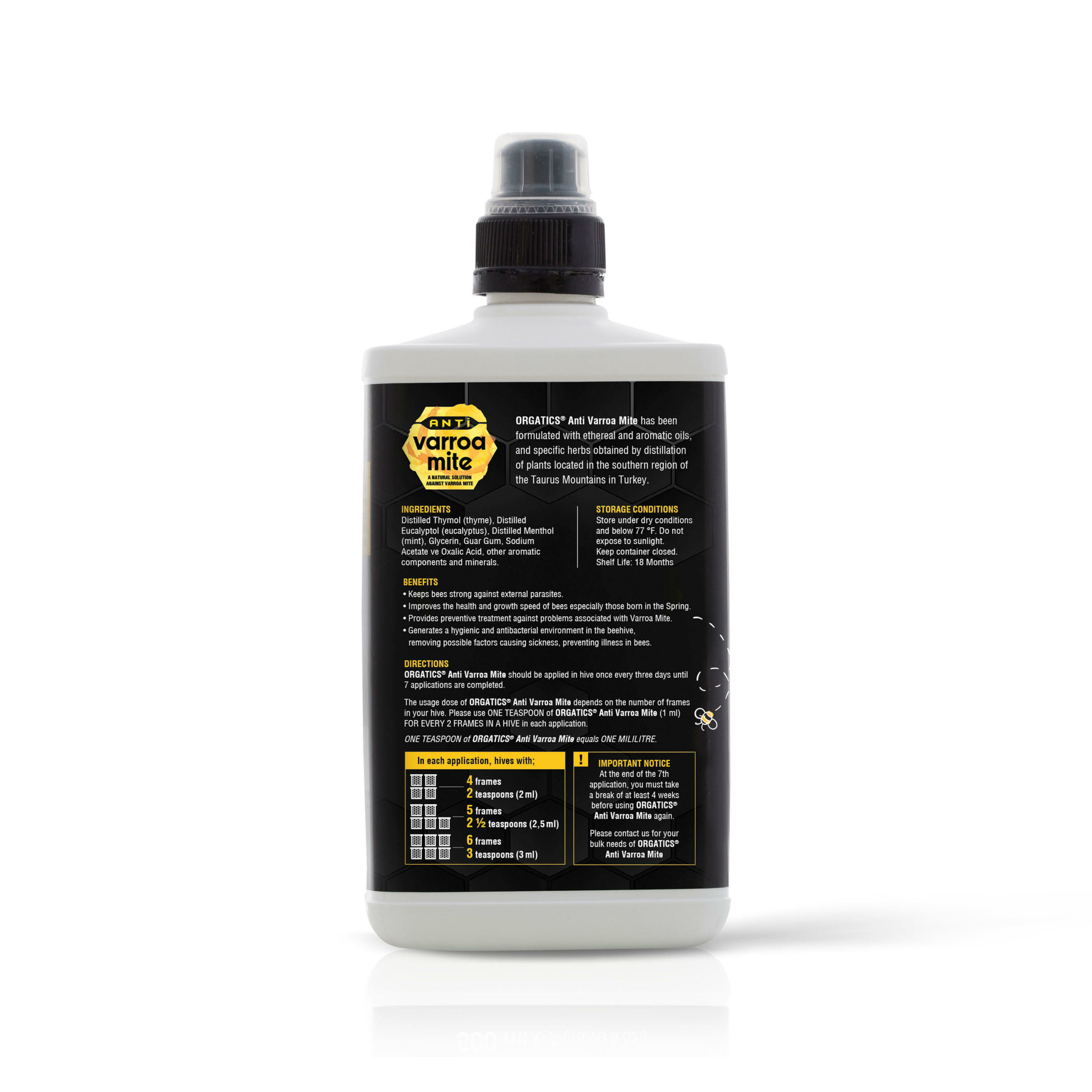 ORGATICS Anti Varroa Mite - 500 ml (Back)